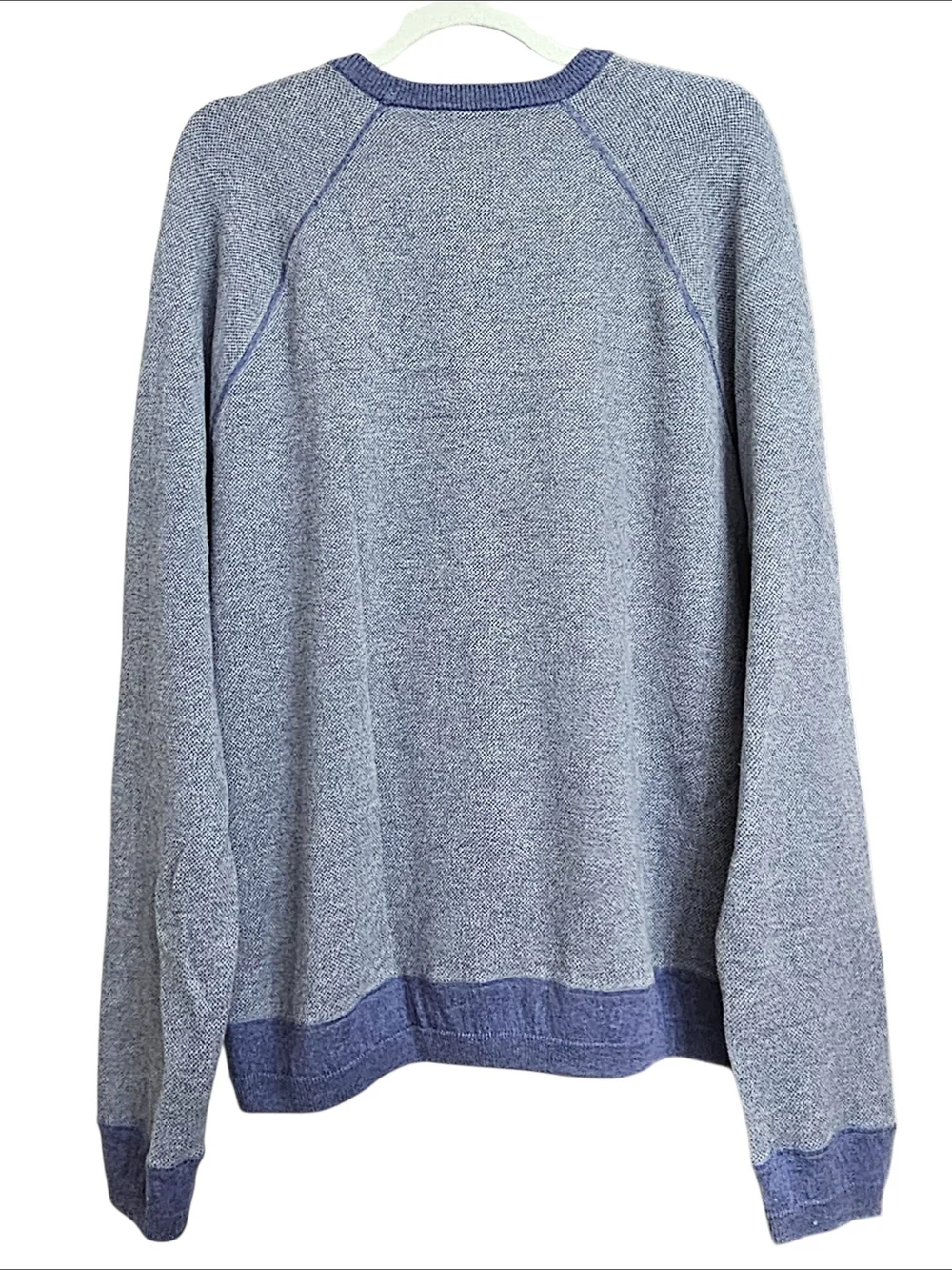Vince Men’s Cotton Cashmere Birdseye Raglan Sweater Gray Blue Large